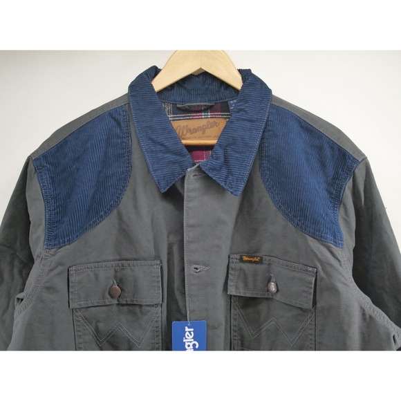 Wrangler Men's Pinstripe‎ Navy Button Down Barn Coat XL 112318249 - Picture 3 of 12